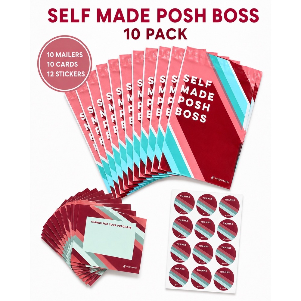 Poshmark Shipping Supplies 10 Pack Mailers Cards Stickers Self Made Boss New Kit